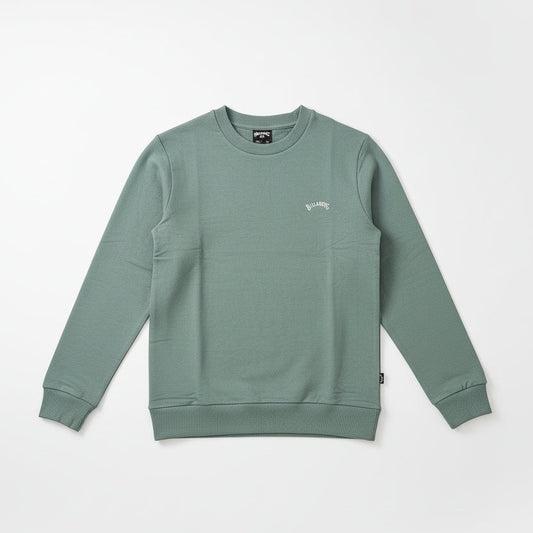 Green sweatshirt with a small logo on a white background