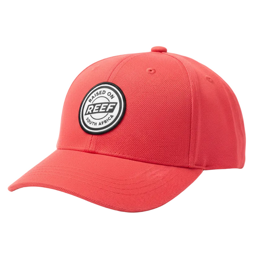 Red cap with a logo on a white background