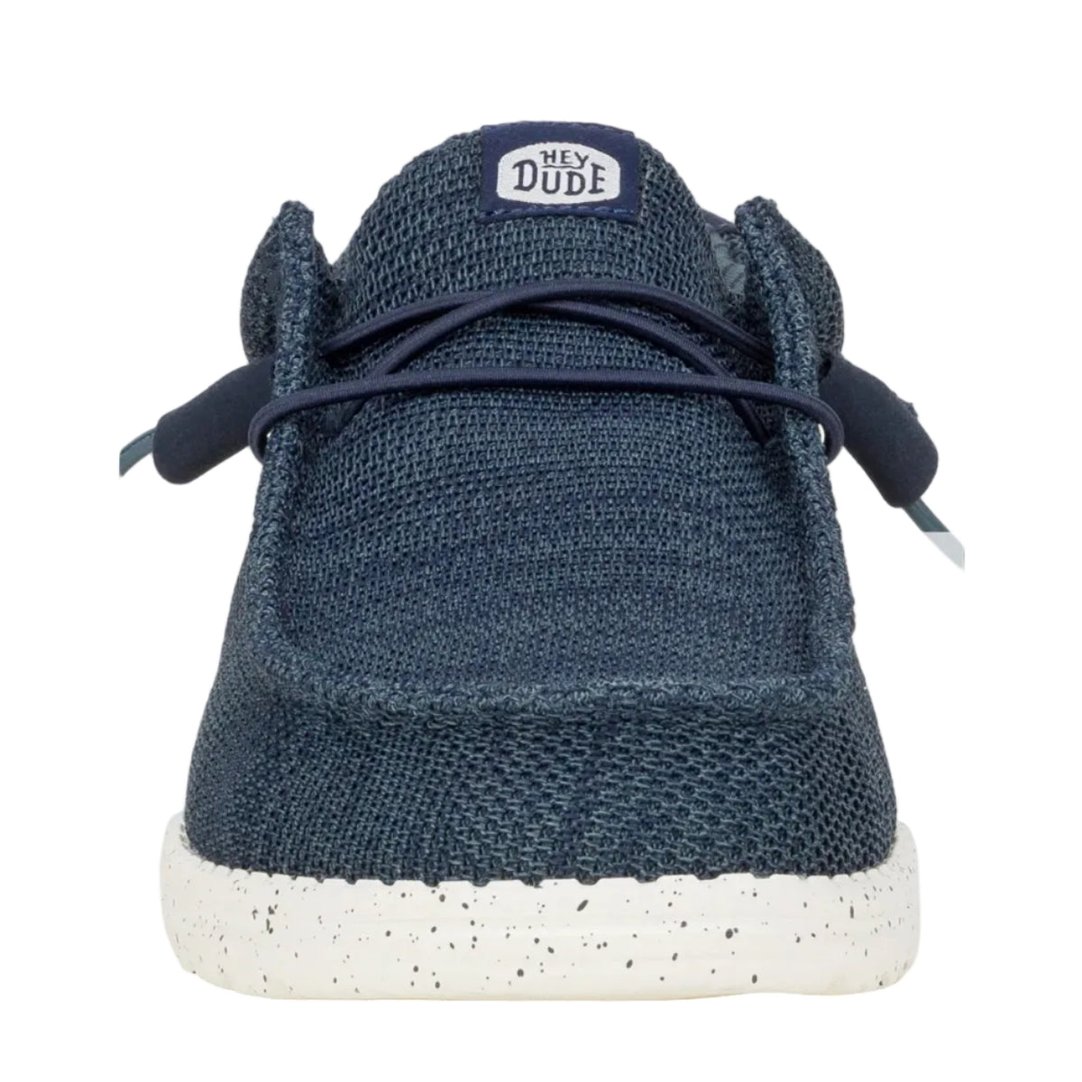 Blue sneaker with white sole on a white background