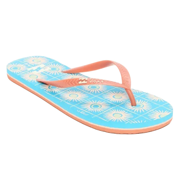 Flip-flop sandal with floral pattern on a white background