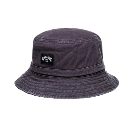 Gray bucket hat with a Billabong logo on a white background