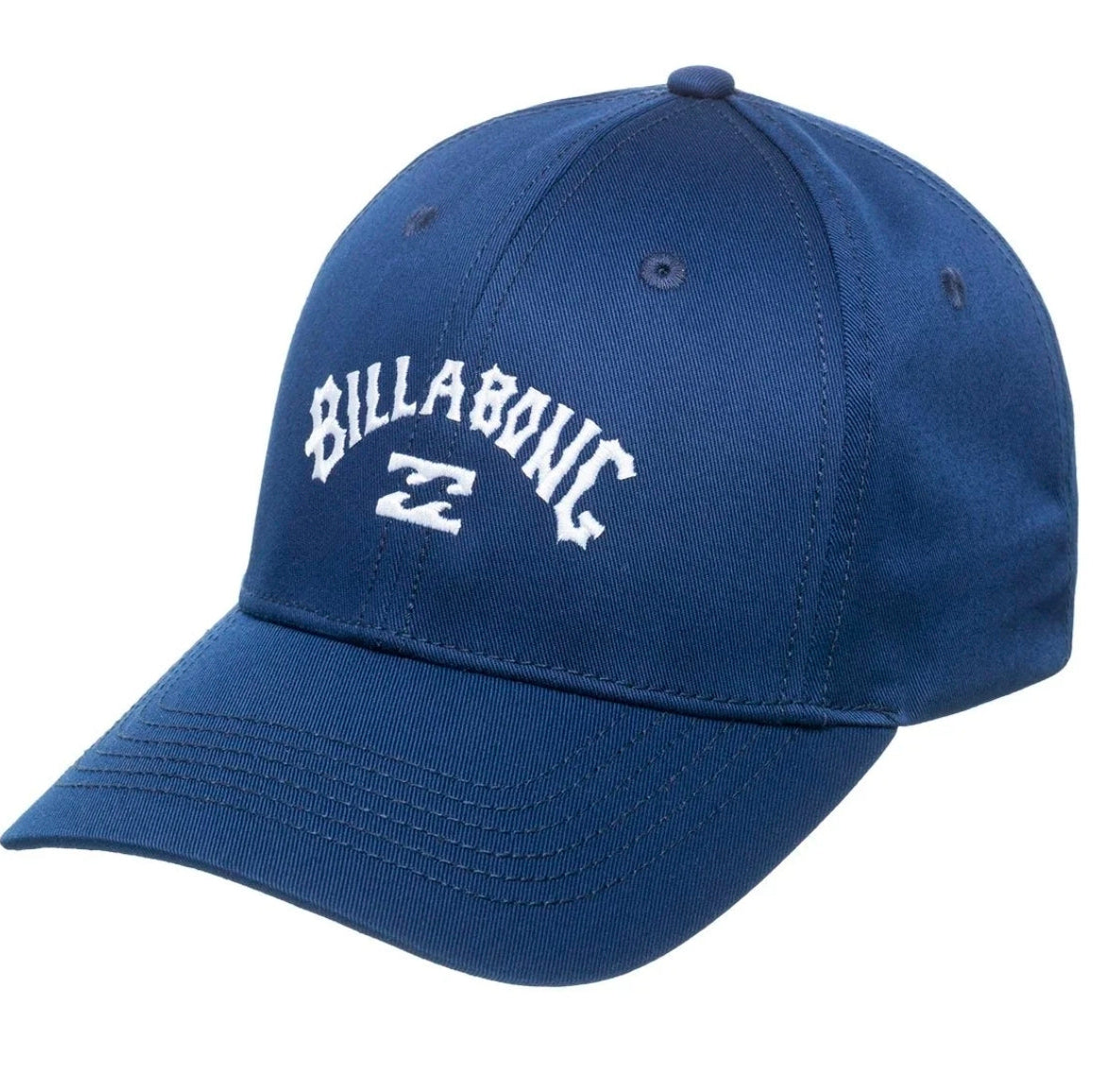Blue cap with Billabong logo on a white background