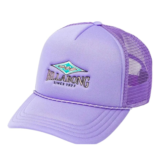 Purple Billabong cap on a white background