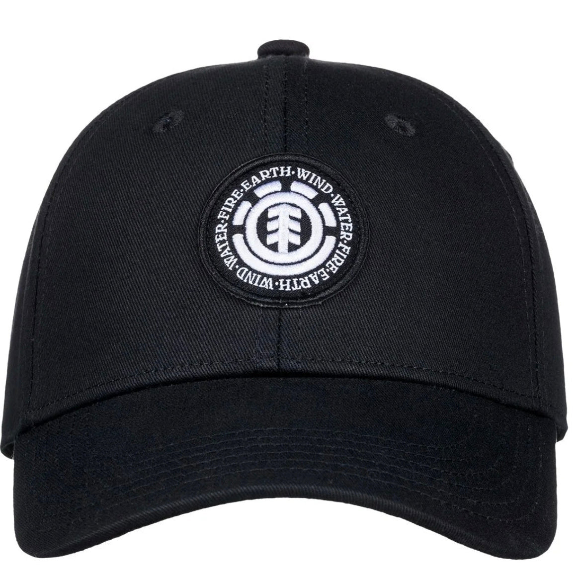 Black cap with a logo on a white background