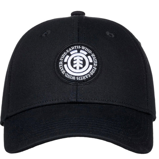 Black cap with a logo on a white background
