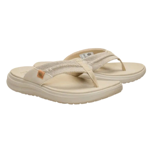 Beige flip-flops on a white background