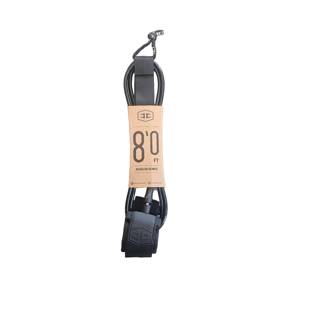 Hurricane 7mm 8ft Double Swivel Moulded Leash - Midnight Black