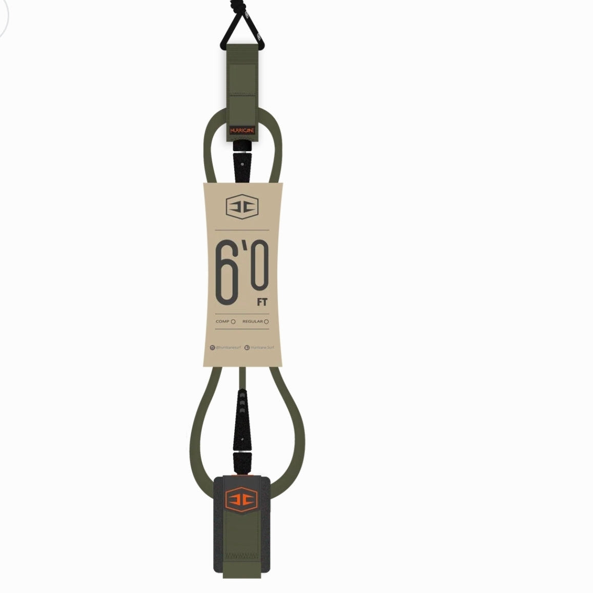 Hurricane 7mm 6ft Double Swivel Moulded Leash - Army Green/Orange