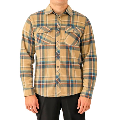 Plaid shirt worn by a person on a white background