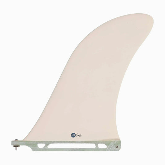 Beige surfboard fin on a white background
