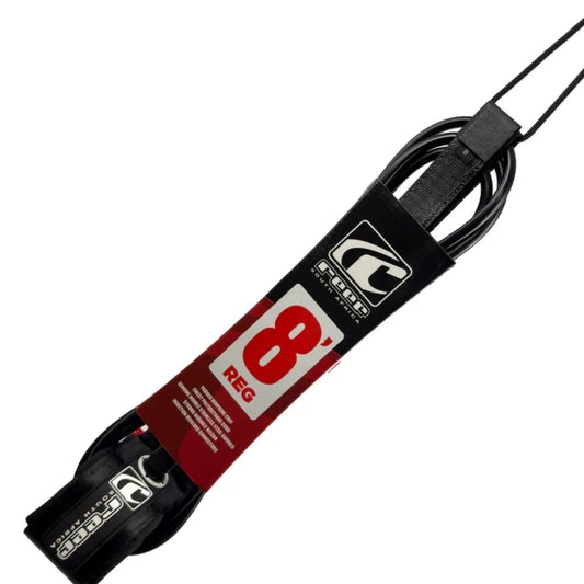 Black and red leash with brand logo on a white background