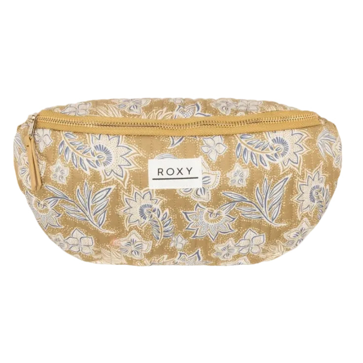 Floral-patterned fanny pack with a visible Roxy logo on a white background