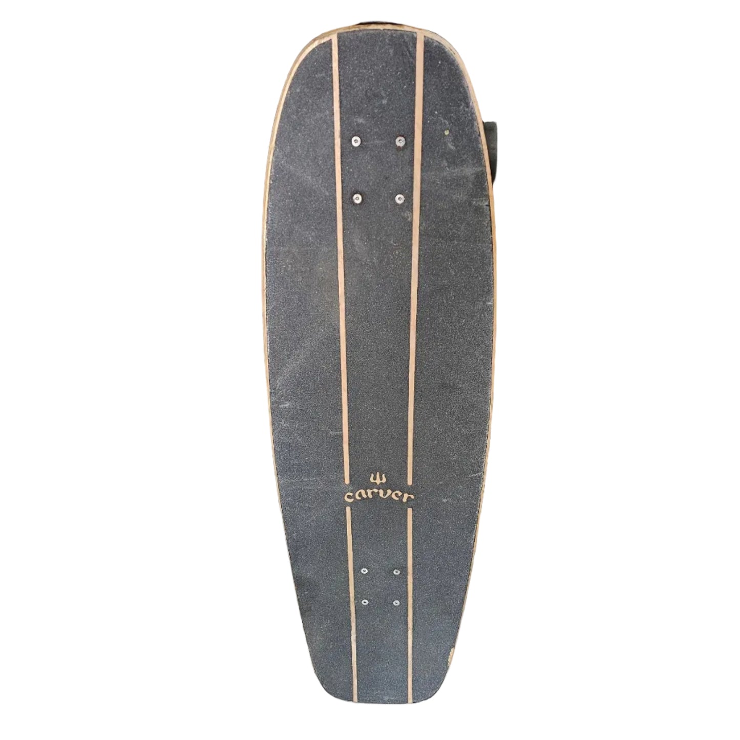 Skateboard deck with 'Cult' branding against a wooden and gray background