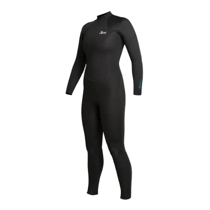 Black wetsuit with brand logo on a white background