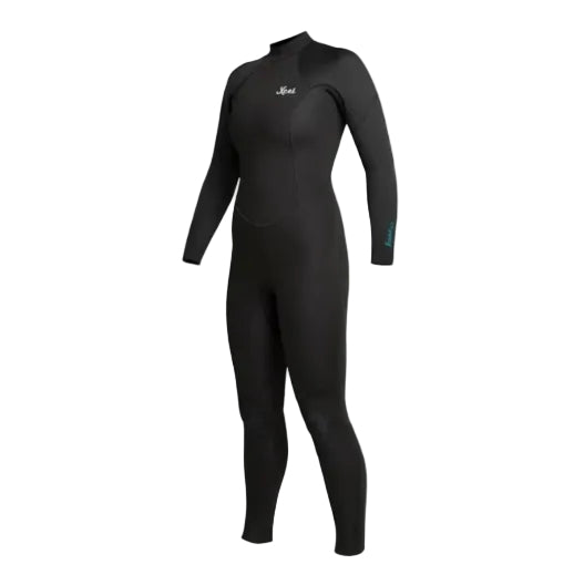 Black wetsuit with brand logo on a white background