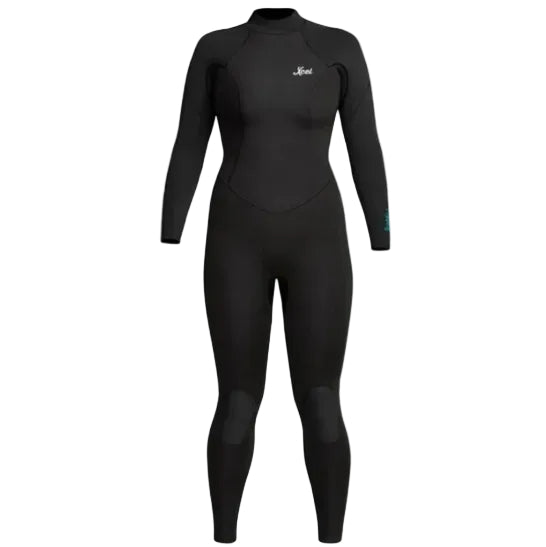 Black wetsuit with brand logo on a white background