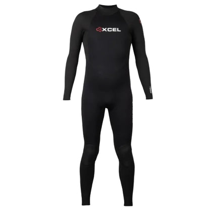 Black wetsuit with XCEL logo on a white background