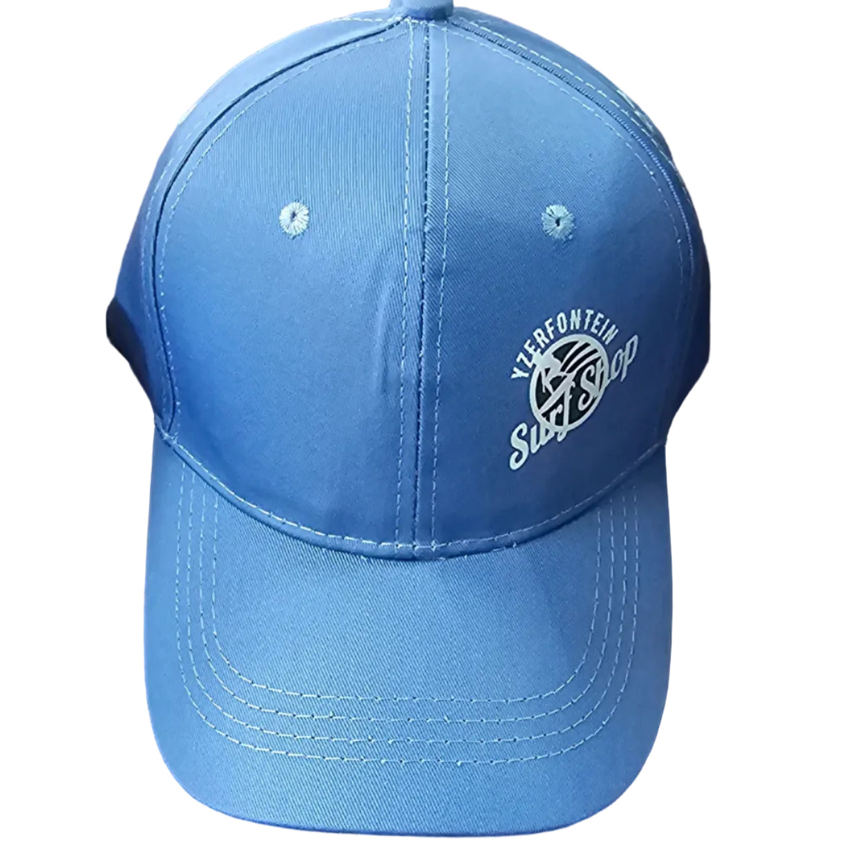 Blue cap with a logo on a white background