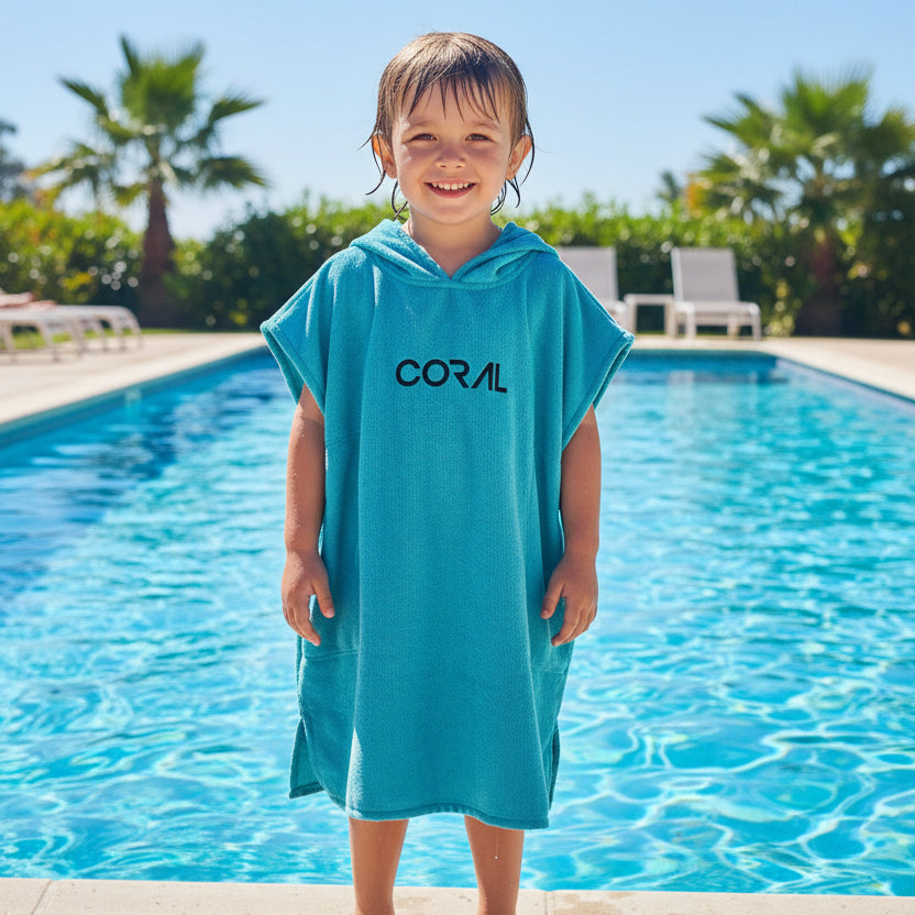 Coral ponch hooded towel