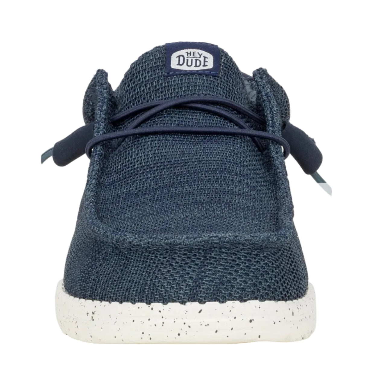 Blue sneaker with white sole on a white background