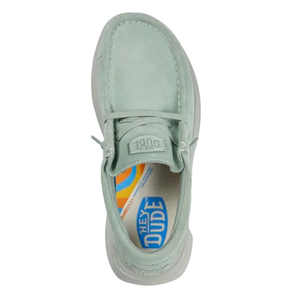 Light green casual shoe with 'THEY DUDE' branding on a white background