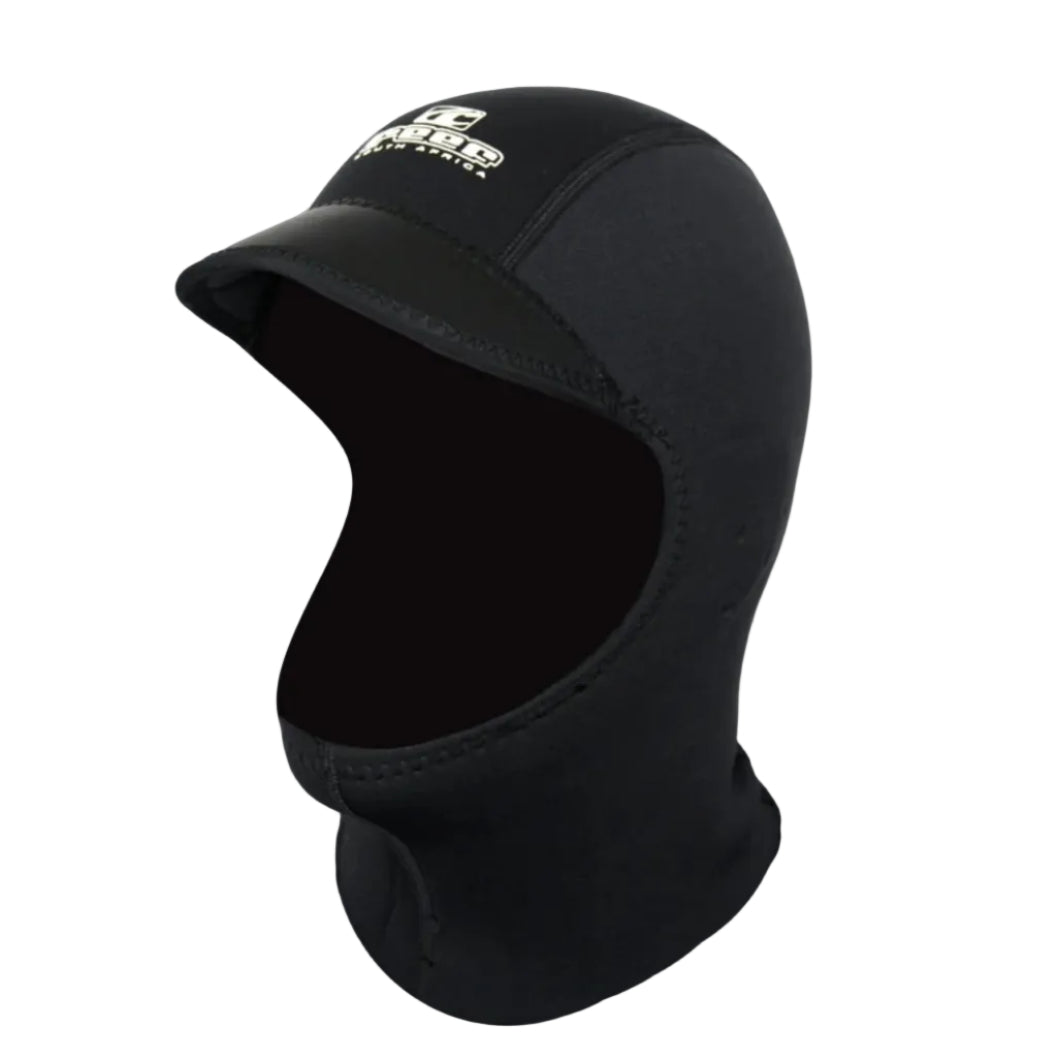 Black balaclava with a brand logo on a white background